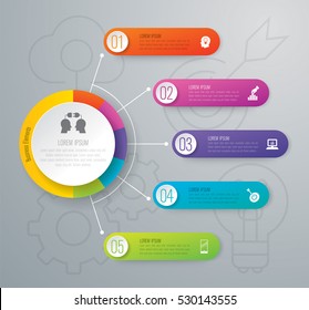 Infographic design vector and marketing icons can be used for workflow layout, diagram, annual report, web design. Business concept with 5 options, steps or processes.