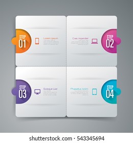 Infographic design vector and marketing icons can be used for workflow layout, diagram, annual report, web design. Business concept with 4 options, steps or processes.