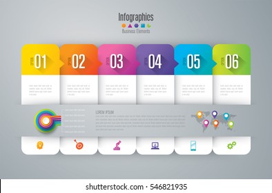 Infographic design vector and marketing icons can be used for workflow layout, diagram, annual report, web design. Business concept with 6 options, steps or processes.