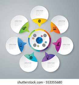 Infographic design vector and marketing icons can be used for workflow layout, diagram, annual report, web design. Business concept with 7 options, steps or processes.