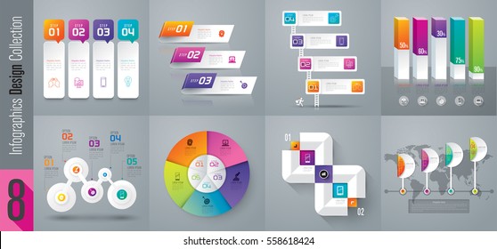 Infographic design vector and marketing icons can be used for workflow layout, diagram, annual report, web design. Business concept with 3, 4, 5 and 6 options, steps or processes.