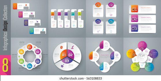 Infographic design vector and marketing icons can be used for workflow layout, diagram, annual report, web design. Business concept with 3, 4, 5 and 6 options, steps or processes.