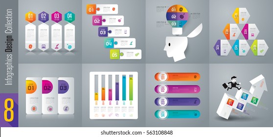 Infographic design vector and marketing icons can be used for workflow layout, diagram, annual report, web design. Business concept with 3, 4, 5 and 6 options, steps or processes.