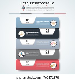 Infographic design vector and marketing icons can be used for workflow layout, diagram, annual report, web design. Business infograph with 5 options, steps or processes.