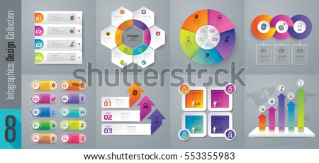 Infographic design vector and marketing icons can be used for workflow layout, diagram, annual report, web design. Business concept with 3, 4, 5, 6 and 10 options, steps or processes.