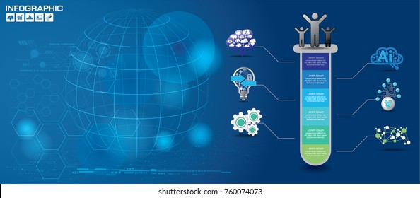 Infographic design vector and technology background can be used for workflow layout, diagram, report, web design. Business concept with options, steps or processes.