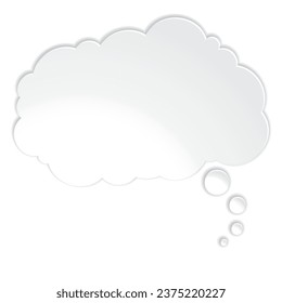 Infographic design white BUBBLE THINK,  paper cut thought bubble on the white background. Eps 10 vector file.