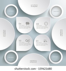 Infographic design white circles on the grey background. Eps 10 vector file.