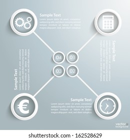 Infographic design white circles on the grey background. Eps 10 vector file.