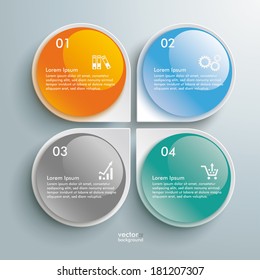 Infographic design white circles on the grey background. Eps 10 vector file.