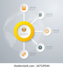 Infographic design white circles. Vector illustration can be used for workflow layout, diagram, number options, web design. EPS10