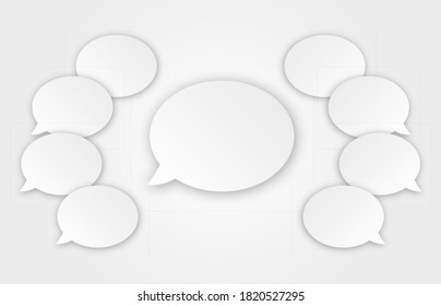 Infographic design with white communication bubbles on the grey background. Eps 10 vector file