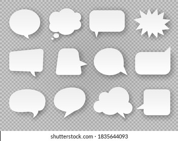 Diseño infográfico con burbujas de comunicación blancas en el fondo gris. vector