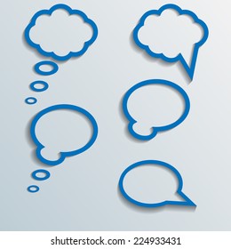 Infographic design with white communication bubbles on the grey background