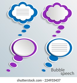 Infographic design with white communication bubbles on the grey background