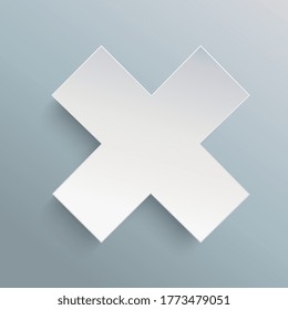 Infographic design white Cross sign element on blue grey background. Sign for vote, decision, web. Symbol of error, check, wrong and stop, failed. Vector illustration. Eps 10 vector file.
