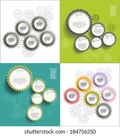 Infographic design white gears, collection