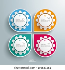 Infographic design white gears on the grey background. Eps 10 vector file.