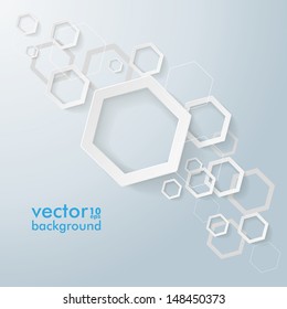 Infographic design with  white hexagons on the grey background. Eps 10 vector file.