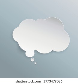 Infographic design white paper round thought bubble on blue grey background. Vector illustration. Eps 10 vector file.