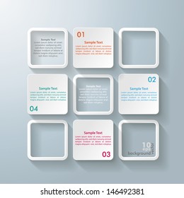 Infographic design with white rectangle squares on the grey background. Eps 10 vector file.