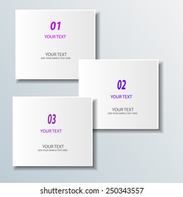 Infographic design with white rectangle squares on the grey background. Eps 10 vector file.