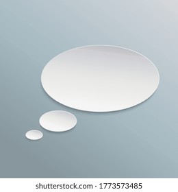 Infographic design white round thought bubble on blue grey background. Vector illustration. Eps 10 vector file.