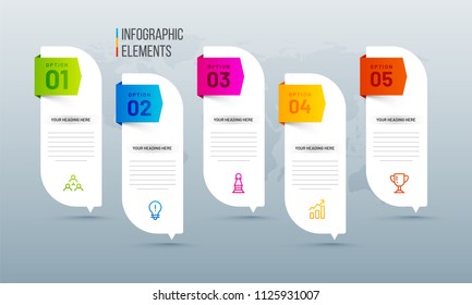 Infographic design for workflow layout and business concept with 5 levels or steps.
