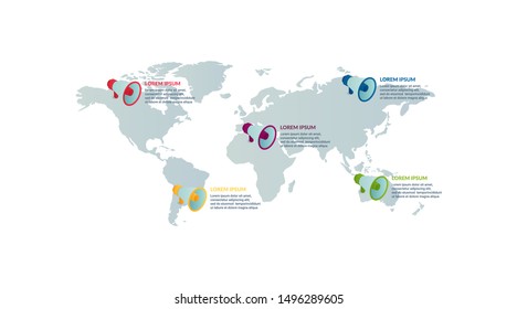 Infographic design with world map background. business infographic concept for presentations, banner, workflow layout, process diagram, flow chart and how it work