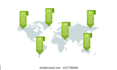 infographic design with world map background. business infographic concept for presentations, banner, workflow layout, process diagram, flow chart and how it work
