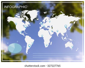 Infographic design.Infographic world map on blurred background.Vector illustration.