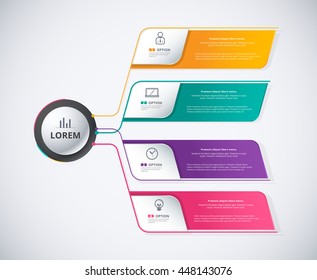 Infographic diagram 4 color of choice background. Organization diagram for business corporate. included sample text position. vector stock.