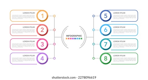 Infographic diagram 8 options or steps. Mindmap, Process, Template. Vector illustration.