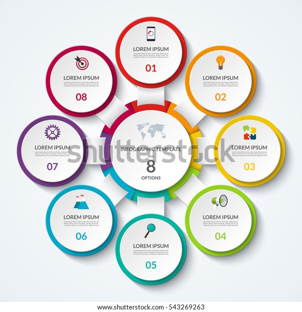 Infographic Diagram With 8 Options Vector Template What Can Be Used As