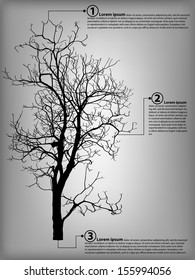 Infographic Diagram of Dead Tree without Leaves Vector Illustration Sketched, EPS 10.