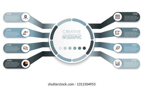 Diseño de diagrama de diagrama de diagrama de diagrama de flujo de proceso de paso para la plantilla de escala de tiempo de presentación y de negocio
