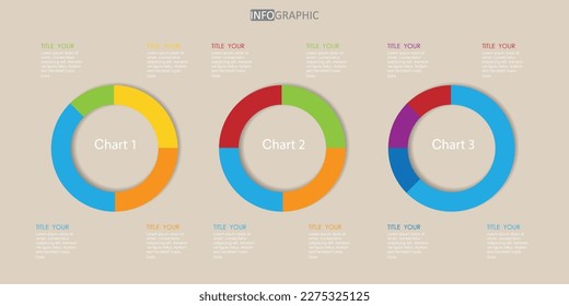 Infographic diagram element template with circle and flat text style. Colorful can be used for presentation slides.