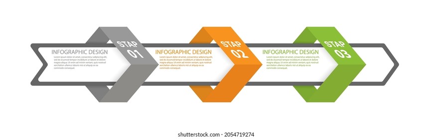 Infografik des Prozesses. 3 Schritte für den Erfolg. Vektorskalierbare Vorlage im flachen Stil.