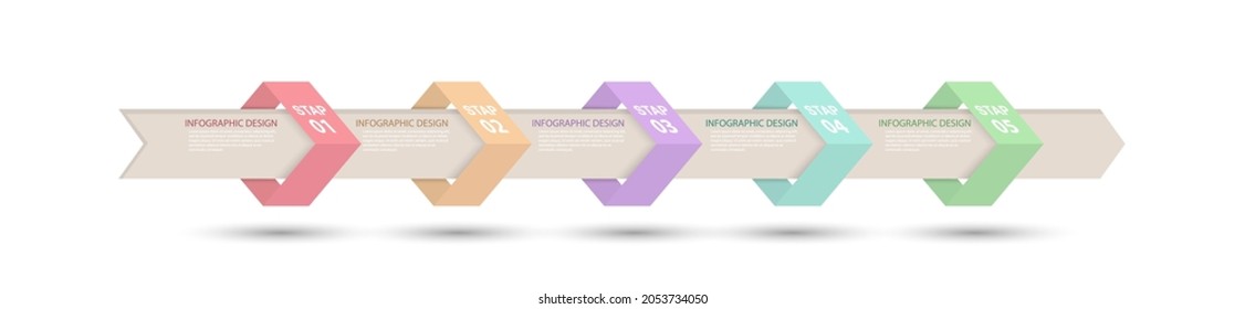 Infographic diagram of the process. 5 steps of options to achieve success. Vector scalable template in a flat style.