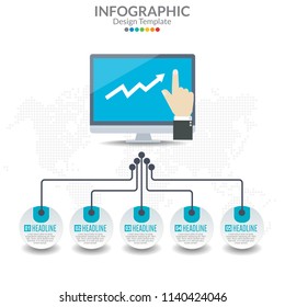 Infographic diagram with steps, options, parts or processes. Process chart.