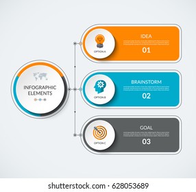 Infographic diagram template with 3 options. Modern minimalistic vector banner that can be used as chart, graph, table, workflow layout for web, report, business presentation