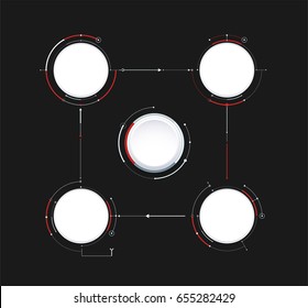 Infographic diagram template design simple design on dark background. technology diagram template. vector illustration.