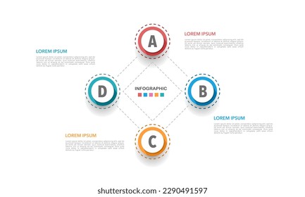 Infographic diamond 4 steps or options. Vector illustration.