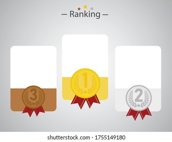 Infographic each channel has gold, silver, and copper as number 1, 2, 3 . vector illustration style