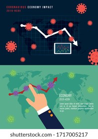 infographic of economy impact by covid 19 vector illustration design