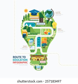 Infographic education light bulb shape template design.learn concept vector illustration / graphic or web design layout.