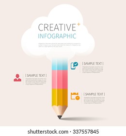 Infographic Education Pencil cloud  concept.Vector Illustration.