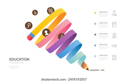 Infographic education pencil funnel diagram template. Modern Timeline inbound step, presentation vector infographics.