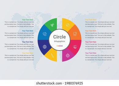 Infographic eight points arranged in circle gear vector image 8