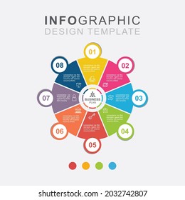 Infographic eight steps business and finance management, Vector illustration design concept in flat style